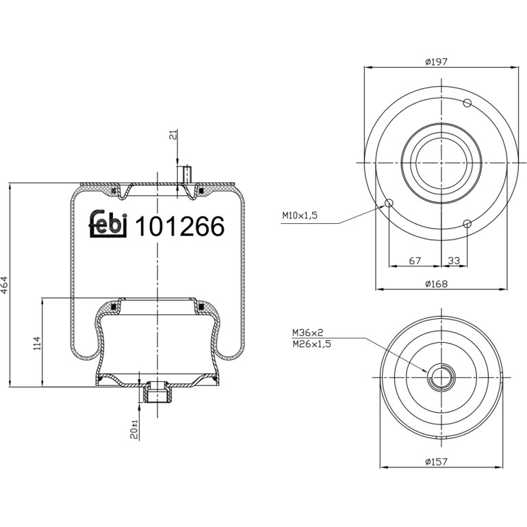 FEBI BILSTEIN 101266 Federbalg, Luftfederung FEBI BILSTEIN 101266 Federbalg, Luftfederung