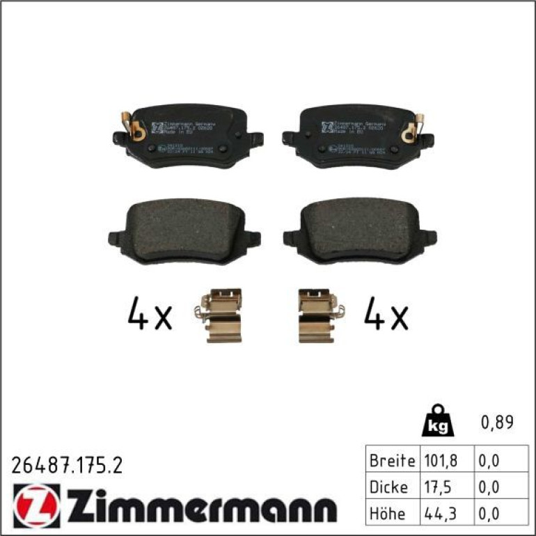 Bremsbelagsatz, Scheibenbremse 26487.175.2 Bremsbelagsatz, Scheibenbremse 26487.175.2