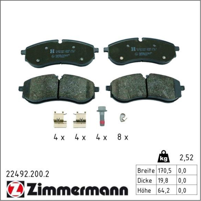 Bremsbelagsatz, Scheibenbremse 22492.200.2 Bremsbelagsatz, Scheibenbremse 22492.200.2
