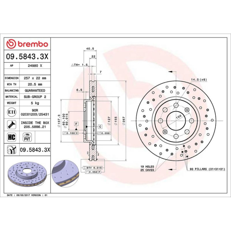 Bremsscheibe 09.5843.3X Bremsscheibe 09.5843.3X