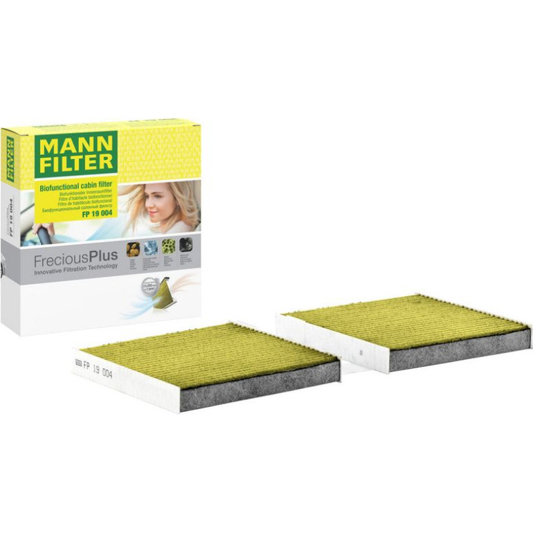 MANN-FILTER FP 19 004 Innenraumfilter FreciousPlus Aktivkohlefilter mit Polyphenol, antibakteriell, Feinstaubfilter (PM 2.5)