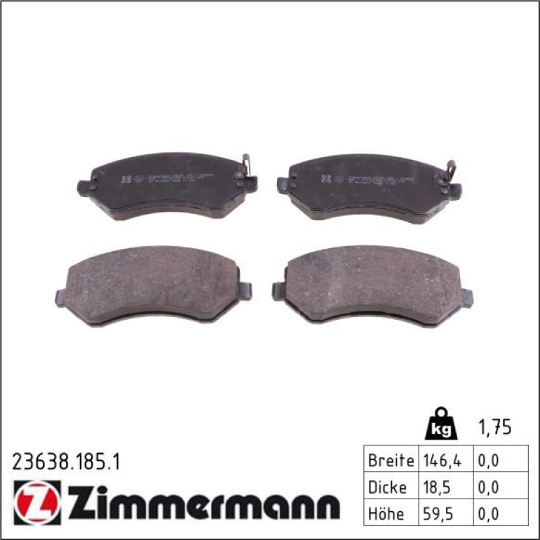 Bremsbelagsatz, Scheibenbremse 23638.185.1 Bremsbelagsatz, Scheibenbremse 23638.185.1