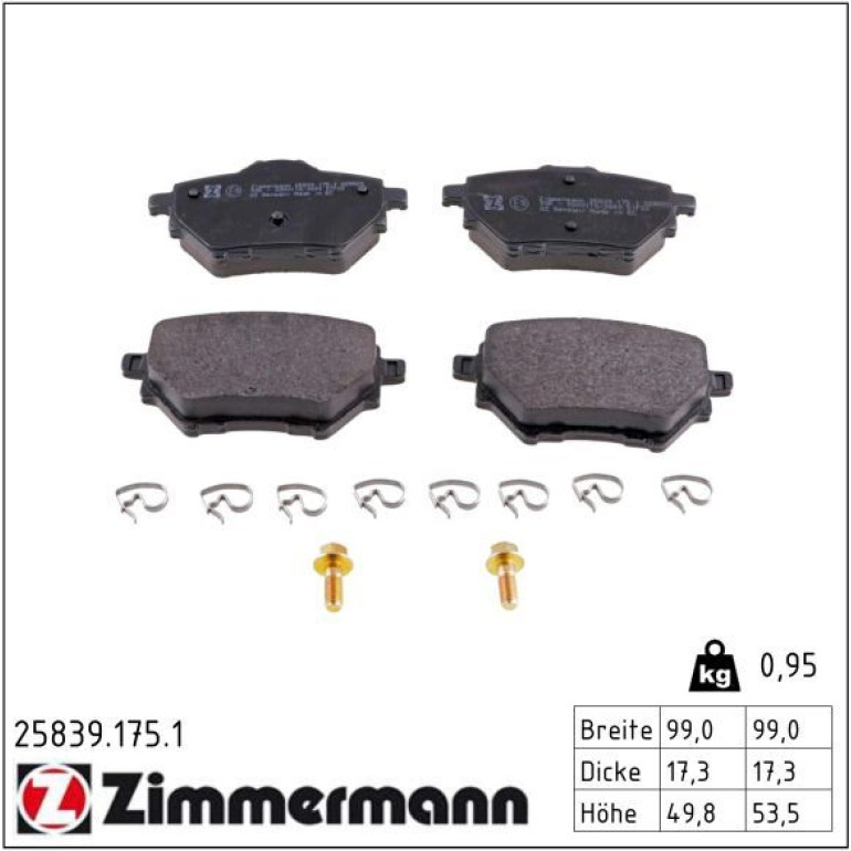 Bremsbelagsatz, Scheibenbremse 25839.175.1 Bremsbelagsatz, Scheibenbremse 25839.175.1