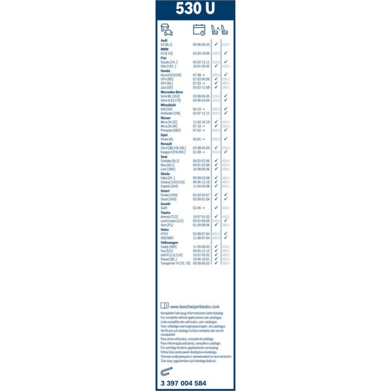 BOSCH 530 U Scheibenwischer Twin 3 397 004 584 BOSCH 530 U Scheibenwischer Twin 3 397 004 584