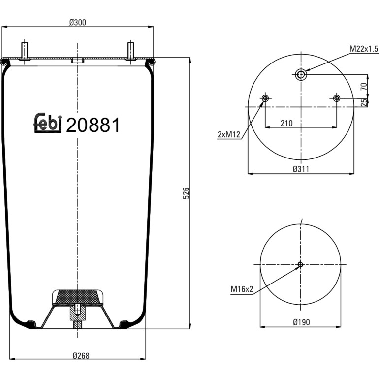 FEBI BILSTEIN 20881 Federbalg, Luftfederung FEBI BILSTEIN 20881 Federbalg, Luftfederung