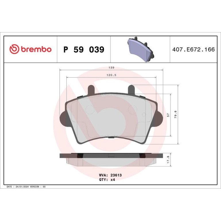 Bremsbelagsatz, Scheibenbremse P 59 039 Bremsbelagsatz, Scheibenbremse P 59 039