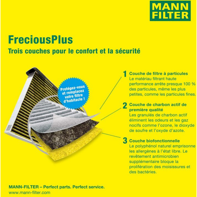 MANN-FILTER FP 26 028-2 Innenraumfilter FreciousPlus Aktivkohlefilter mit Polyphenol, antibakteriell, Feinstaubfilter (PM 2.5)