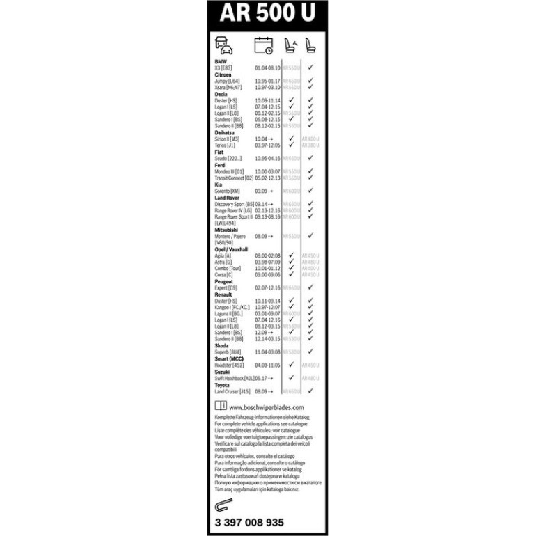 BOSCH AR 500 U Scheibenwischer Aerotwin Retro 3 397 008 935