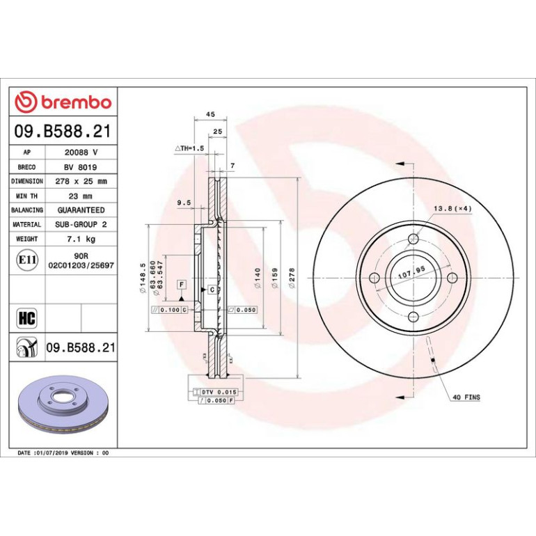 Bremsscheibe 09.B588.21 Bremsscheibe 09.B588.21