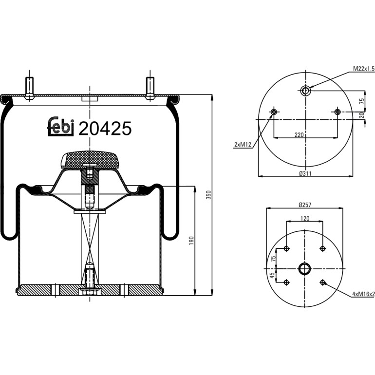 FEBI BILSTEIN 20425 Federbalg, Luftfederung FEBI BILSTEIN 20425 Federbalg, Luftfederung