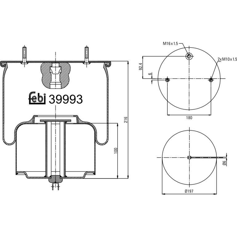 FEBI BILSTEIN 39993 Federbalg, Luftfederung FEBI BILSTEIN 39993 Federbalg, Luftfederung