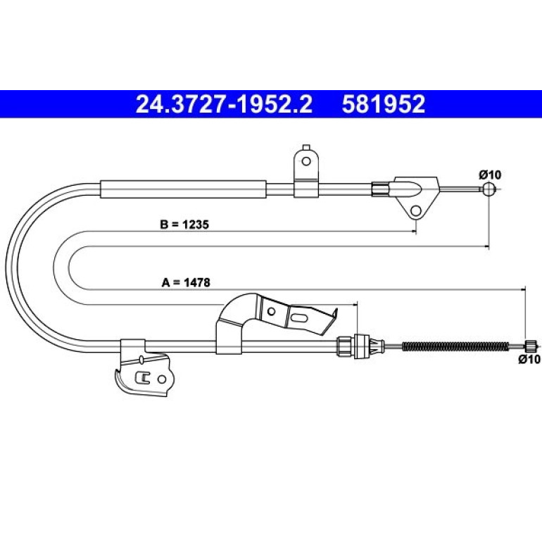 Seilzug, Feststellbremse 24.3727-1952.2 Seilzug, Feststellbremse 24.3727-1952.2
