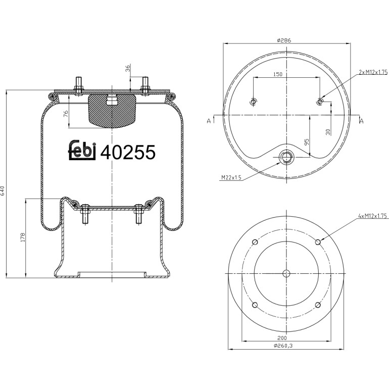 FEBI BILSTEIN 40255 Federbalg, Luftfederung FEBI BILSTEIN 40255 Federbalg, Luftfederung