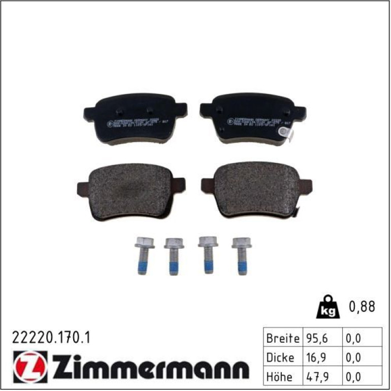 Bremsbelagsatz, Scheibenbremse 22220.170.1 Bremsbelagsatz, Scheibenbremse 22220.170.1