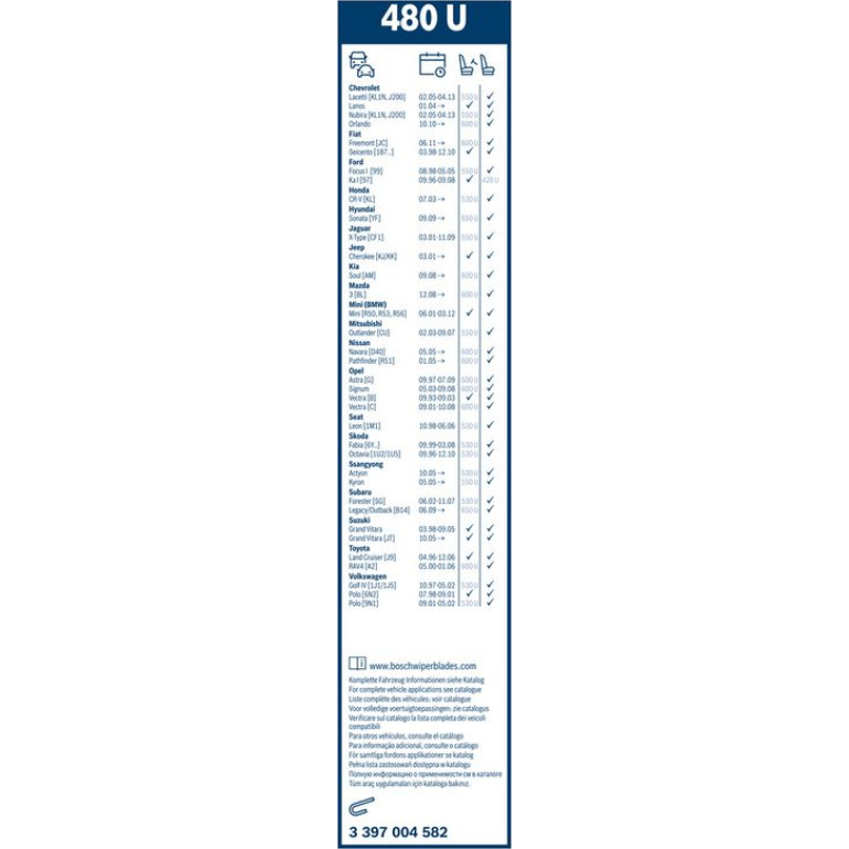 BOSCH 480 U Scheibenwischer Twin 3 397 004 582 BOSCH 480 U Scheibenwischer Twin 3 397 004 582