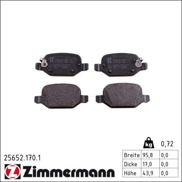 Bremsbelagsatz, Scheibenbremse 25652.170.1 Bremsbelagsatz, Scheibenbremse 25652.170.1